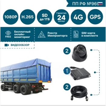 на 2 видеокамеры для опасных грузов  BN201 с опциями 4G+GPS/Глонасс FullHD_SD